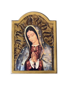 CUADRO VIRGEN GUADALPUE MADERA OJIVA 35X24CM