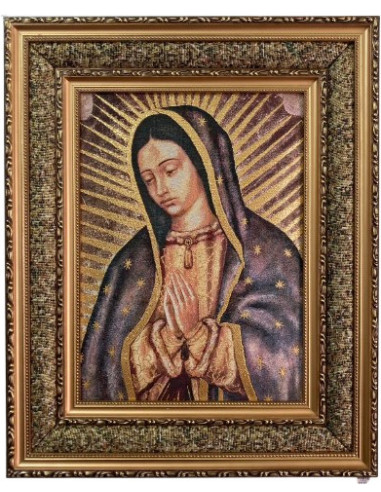 CUADRO VIRGEN GUADALUPE TELA 53X43CM