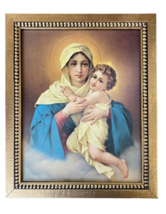 CUADRO MATER BOLITAS DORADO 23X18CM