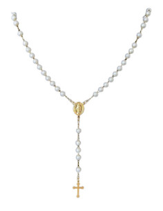 ROSARIO CUELLO VIRGEN RAYOS PERLA ENCHAPE 31CM