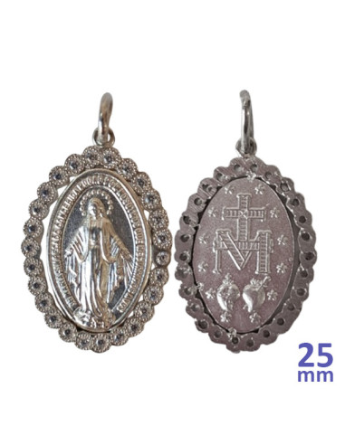 MEDALLA VIRGEN RAYOS AG CIRCONES 25MM