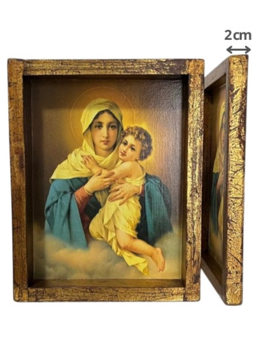 CUADRO MATER CAJON ENVEJECIDO 30X24CM DELGADO