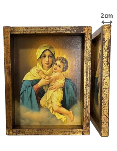 CUADRO MATER CAJON ENVEJECIDO 30X24CM DELGADO