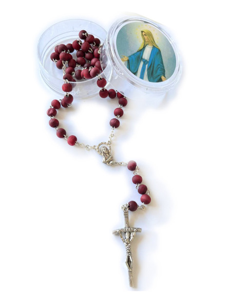 ROSARIO PETALO ROSA 45CM CAJA VIRGEN RAYOS