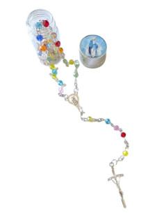ROSARIO CUELLO COLORES 40CM BOTELLA VIDRIO V.RAYOS