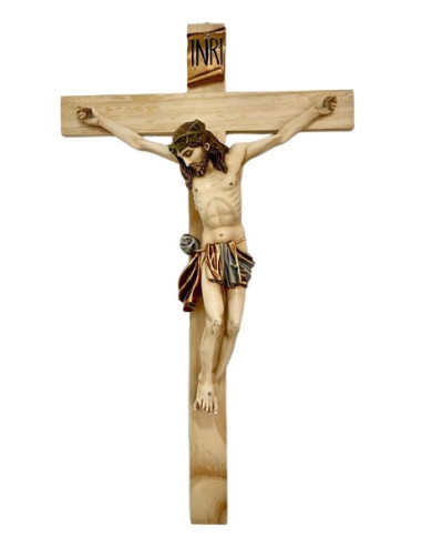 CRISTO COLGAR MADERA RESINA COLOR 55CM /701