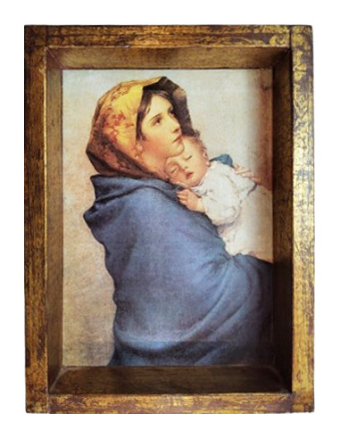 CUADRO VIRGEN POBRES CAJON 28X20CM DELGADO