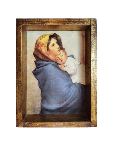 CUADRO VIRGEN POBRES CAJON 28X20CM DELGADO
