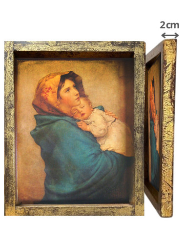 CUADRO VIRGEN POBRES CAJON 32X23CM DELGADO