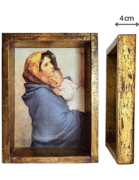 CUADRO VIRGEN POBRES CAJON 35X23CM