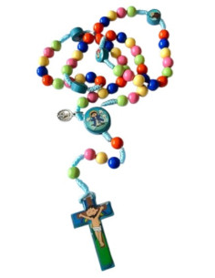 ROSARIO MADERA CORDON COLORES MULTISANTO 40CM