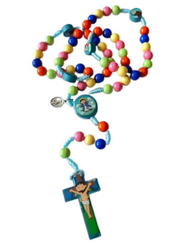 ROSARIO MADERA CORDON COLORES MULTISANTO 40CM