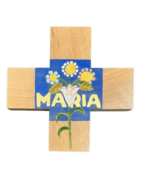 CRUZ MARIA COLGAR MADERA PINTADA 15.5X15.5CM