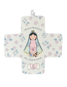 CRUZ VIRGEN RAYOS 11X11CM