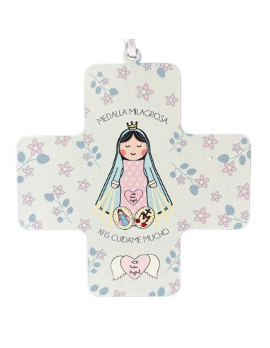 CRUZ VIRGEN RAYOS 11X11CM