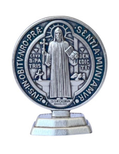 CUADRO MEDALLA SAN BENITO SOBREMESA METAL 6.5CM /7250