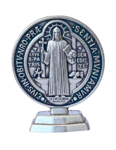 CUADRO MEDALLA SAN BENITO SOBREMESA METAL 6.5CM /7250