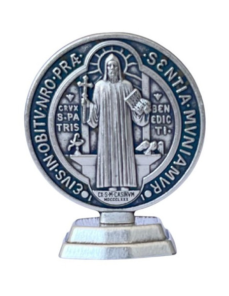 CUADRO MEDALLA SAN BENITO SOBREMESA METAL 6.5CM /7250