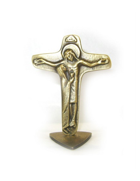 CRUZ UNIDAD PEDESTAL METAL DORADO 8CM