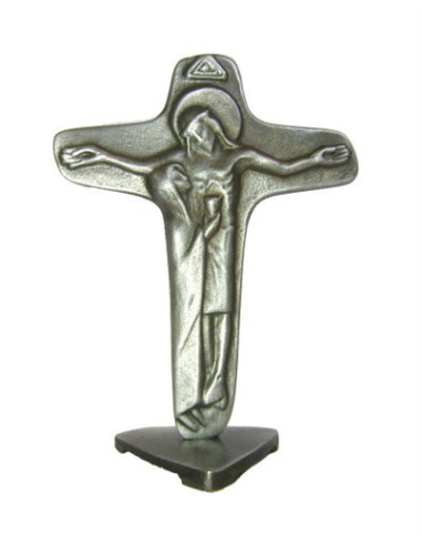 CRUZ UNIDAD PEDESTAL METAL PLATEADO 8CM