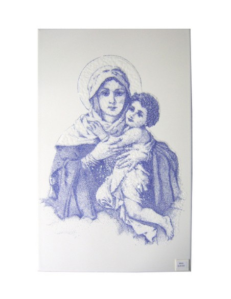 CUADRO MATER CERAMICA AZUL 40X25CM