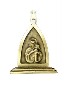 CUADRO MATER PEREGRINA SOBREMESA METAL DORADO 6.5CM