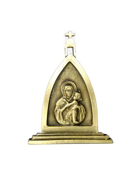 CUADRO MATER PEREGRINA SOBREMESA METAL DORADO 6.5CM