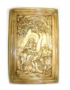 CUADRO SAGRADA FAMILIA EN VIAJE MARFILINA 15CM /1718