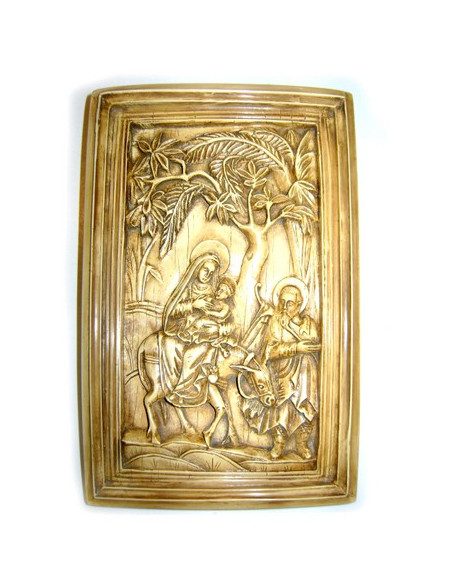CUADRO SAGRADA FAMILIA EN VIAJE MARFILINA 15CM /1718