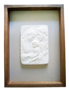 CUADRO SAGRADA FAMILIA MADERA SIÑA TELA NOGAL 38X29CM