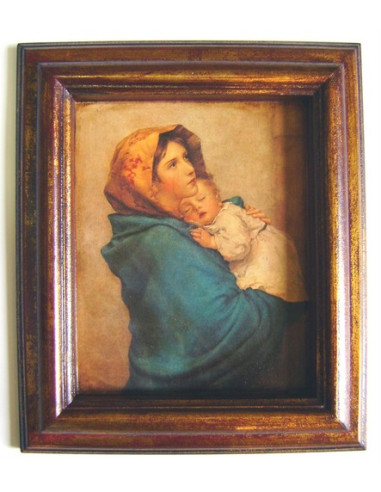CUADRO VIRGEN POBRES TRIPLE MOLDURA 32x27CM