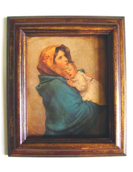 CUADRO VIRGEN POBRES TRIPLE MOLDURA 32x27CM