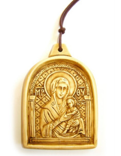 CUADRO VIRGEN TERNURA MARFILINA CORDON 11CM /1712
