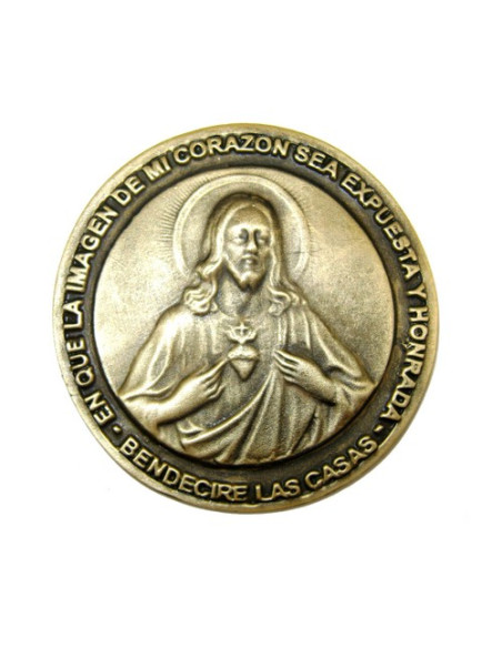 DETENTE SAGRADO CORAZON CASA METAL DORADO 7.5CM